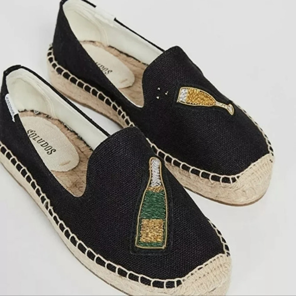 SOLUDOS ESPADRILLE 8 Cheers Champagne Bottle Glass Flats Shoes Slip On Fun Party - Picture 3 of 15